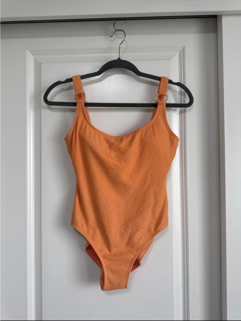 Michael Kors Swimsuit Orange Ribbed One-Piece with O-Ring